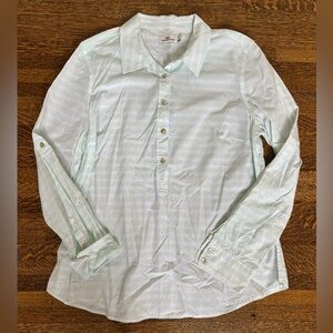 Vineyard Vines Light Mint Button-Up Blouse